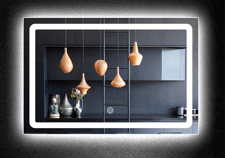 LED mirror in rectangle