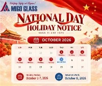 MIGO Ħġieġ 2026 Ċina Jum Nazzjonali Avviż tal-Festa
